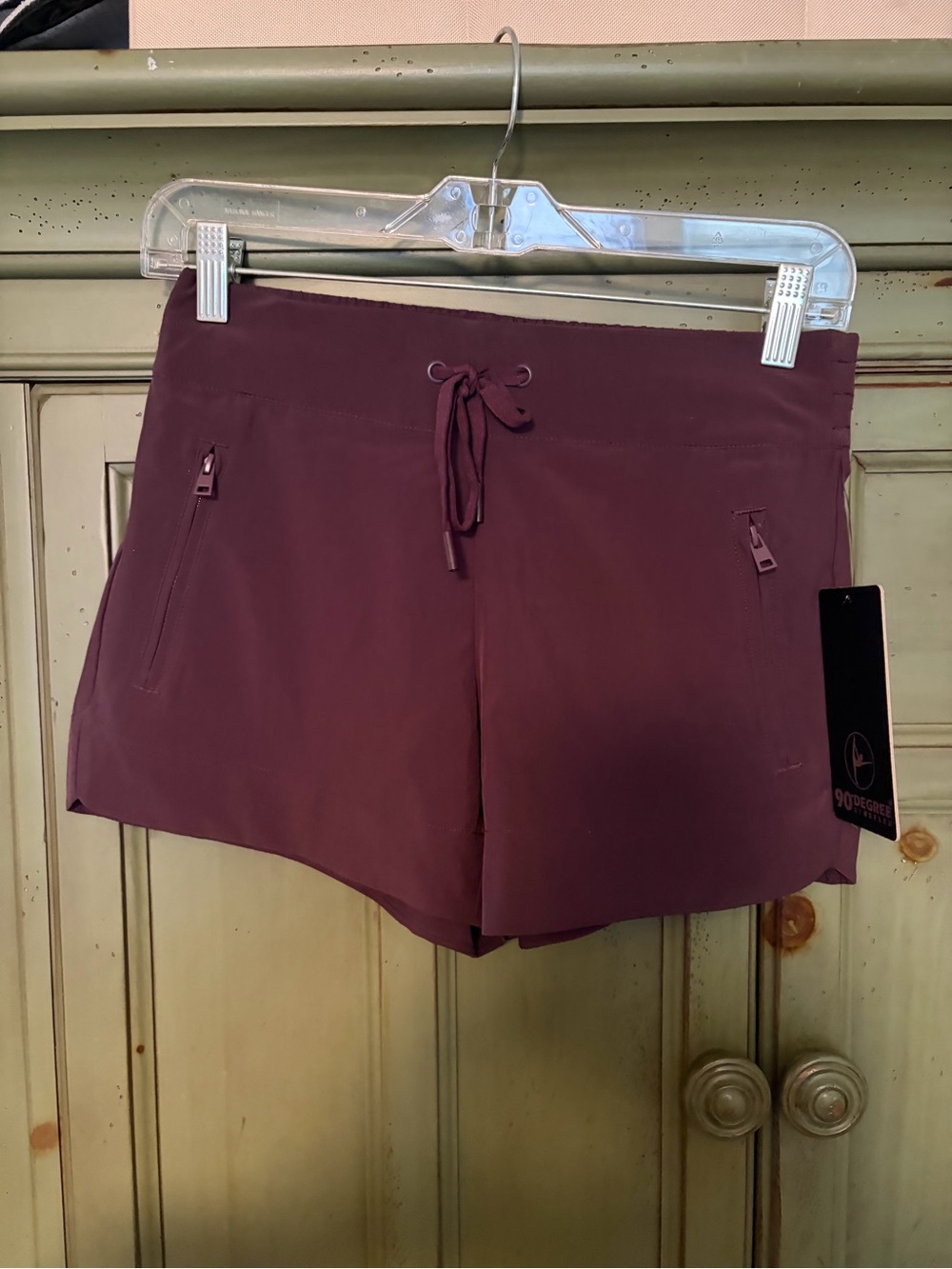 NWT 90 Degree By Reflex Plum Drawstring Athletic Shorts